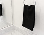 CleverDelights Black Hemstitched Hand Towels - 6 Pack - 14" x 22" - 45/55 Cotton Linen Blend