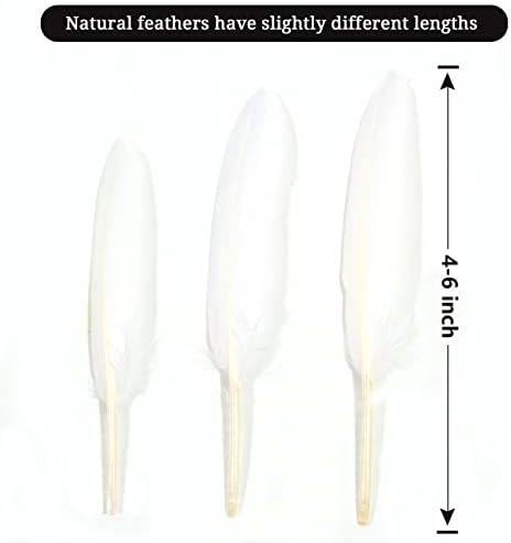 FeelfunFeather 120pcs White Goose Cochettes Feather Natural Bulk 4-6 inch 10-15cm for Wedding Party Christmas Halloween Decorations DIY Crafts