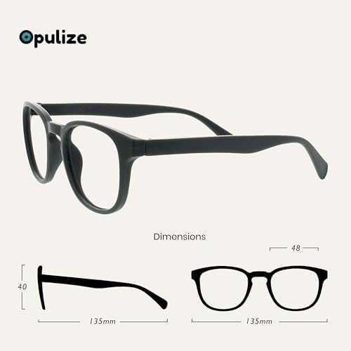 OPULIZE POP Reading Glasses for Women Men,Scratch Resistant Round Matt Frame with Spring Hinges, Grey +2.50 (Pack of 2)