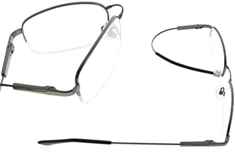 Eyekepper Blue Light Blocking Eyeglasses Bendable Titanium Memory Readers Half-Rim Computer Glasses, (Gunmetal,+0.00)