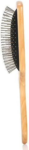 ZJchao Wooden Massage Comb Steel Needle Scalp Massager for Hair Care with Air Cushion Design Curved Handle Promotes
