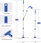 17" Magic Broom Squeegee Broom with 56" Adjustable Long Handle for Floor Bathroom Kitchen,Shower Tile Pet Hair Fur Marble Glass Window Cleaning