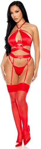 Forplay womens Soft Life Satin Longline Bra Lingerie Set