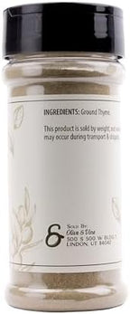 Olive & Vine Ground Thyme, Earthy & Aromatic, Seasoning for Roasts, Soups, and Stews, with Rich Tradition, Authentic Taste, For Global Recipes (2.72 Ounce)