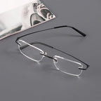 Eyekepper Titanium Rimless Reading Glasses Frameless Rectangle Readers Women Men Black +2.00