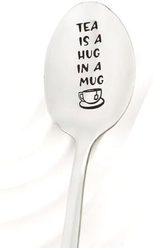 Tea Birthday Gift for Tea Lover Gifts Spoons for Women Men Tea is a Hug in a Mug Spoon for Papa Daughter Christmas Gifts for Tea Drinkers Lovers Nana Friends Engraved Tea Spoon