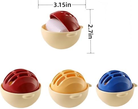 Pet Hair Remover Laundry Ball, 3 Pack Reusable Washing Machine Hair Catcher, Reusable Clothes Anti-Winding Adsorption Hair Catcher, Blue/Red/Yellow, 3.15 x 2.7 inches