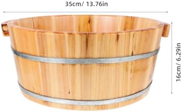 Wooden Foot Bath Basin - Thickened Spa Pedicure Soaking Bucket for Feet Washing, Home Use, Herbal Soaks (Light Brown, 13.76x11.79x6.29 inches) - Portable Foot Wash Bucket