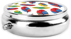 Colorful Feather Print Pill Box Portable Small Travel Pill Organizer