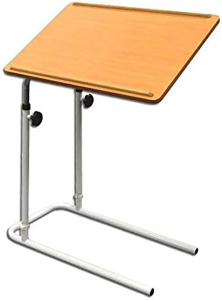 NRS Healthcare Divan Overbed Table - Tilting & Adjustable, Nightstand, Overbed Table, 23.5" x 15.75" x 35.5", Golden Brown
