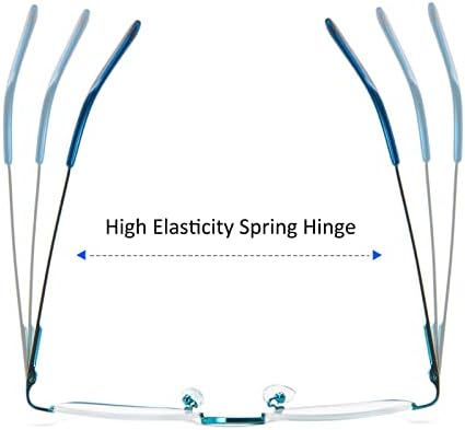 DXYXYO Half Moon Reading Glasses for Women Men Small Semi Frame Metal Spring Hinge Readers