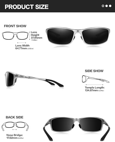 BIRCEN Polarized Mens Sunglasses: UV Protection Sports Shades for Men Women Sport Driving with Al-Mg Frame