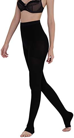 AMZAM® Medical Compression Pantyhose for Women Men, 20-30 mmHg Graduated Compression Tights, Opaque Toeless Compression Stockings Waist High Support Tights for Edema, Varicose Veins, DVT,Black XXL