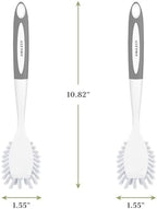 Amazer Dish Brush with Handle, 2 Pack Kitchen Scrub Brushes for Cleaning, Dish Scrubber with Stiff Bristles for Sink, Pots, Pans (Grey+Grey)