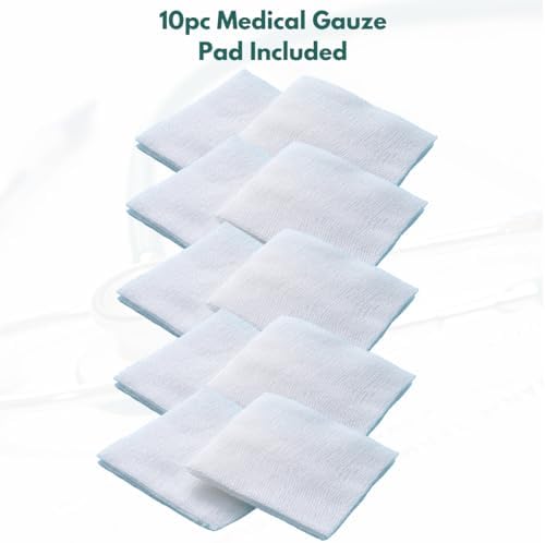 Clear Medical Tape Waterproof, 4 Rolls- 1 inch x 10 yds + 10 pc Gauze Pads - Hypoallergenic Surgical Tape for Wound Care, Dressings & Face, First Aid Waterproof Bandage for Sensitive Skin