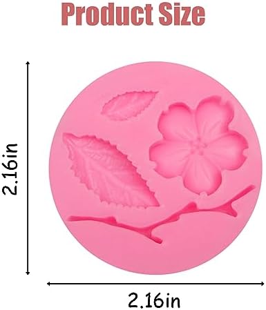 Peach Blossom Shape Molds 4 Pcs, Plant Flowers Leaf Fondant Silicone Molds for Cake Decoration Candy Sugar Cupcake Topper Cake Pop Popsicle Polymer Clay Crafts