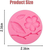 Peach Blossom Shape Molds 4 Pcs, Plant Flowers Leaf Fondant Silicone Molds for Cake Decoration Candy Sugar Cupcake Topper Cake Pop Popsicle Polymer Clay Crafts