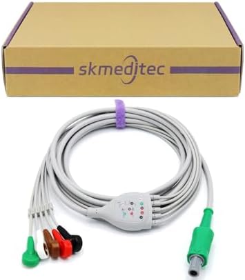 11FT 5 Lead Snap AHA Cable Compatible with Biosys Monitors, Cord with 6 Pins Connector