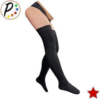 Presadee Closed Toe Thigh High 20-30 mmHg Firm Compression Leg with YKK Zipper (Black, 5)