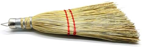 Handmade 12 Inch Mini Corn Broom Whisk Made of Natural Corn Broom Straw with a Solid Metal Hang Design for Indoor & Outdoor Use Car Porch Debris Halloween Dust Dirt Driveways Sidewalks