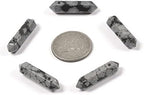 Snowflake Obsidian 32mm Natural Gemstone Hexagonal Wand Jewelry Making Crystal Pointed Chakra Reiki Healing Beads 2mm Hole Drilled(Pack of 10)