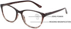 V.W.E. Women Marble Print Clear Progressive Reading Glasses - Zero Power On Top - No Bubble Reader Z121