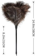 Natural Ostrich Feather Duster 14.9 inch Fluffy Mini Dusters with Plastic Handheld for Cleaning Car Keyboard Office 1 Pcs