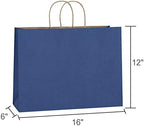 BagDream 25Pcs 16x6x12 Inches Kraft Paper Bags with Handles Bulk, Recycled Large Navy Blue Paper Gift Bags for Shopping, Retail, Grocery, Merchandise, Party Gifts