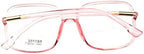 Shiratori Woman's New Retro Blue Light Blocking Glasses Big frame Nerd Eyeglasses Frame Anti Blue Ray Computer Game Glasses Pink