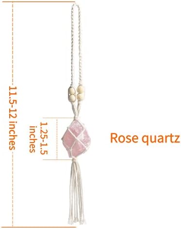 2PCS Healing Crystals Feng Shui Hanging Ornament Car Ornament Meditation Hanging Ornament Window Ornament for Home Decor (Fluorite+Rose Quartz)