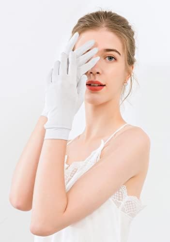 METWAY Mulberry Silk Gloves for Sleeping Women Summer Sunscreen UV Protection Thin Lightweight Pure Silk Overnight Glove