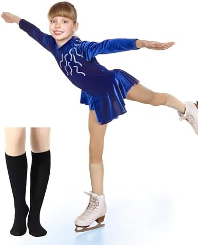 SATINIOR 6 Pairs Ice Skating Socks Roller Skating Socks High Tight Knee Nylon Roller Skate Sock Women Girl