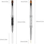 2 Pcs Double Ended Nail Builder Gel Brush, French Tip Brush Hard for Nails, Oval Gels Brushs Liner Brushs Nail Hard Gel for Design Nails Art & DIY Use
