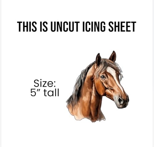 Edible Horse Cake Topper, Brown horse, 5 Inches Tall, Uncut Icing Sheet