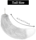 Fox Wolf Cat Ears and Tail Set Cosplay Costume Furry Fox Tail Keychain Therian Stuff Costume
