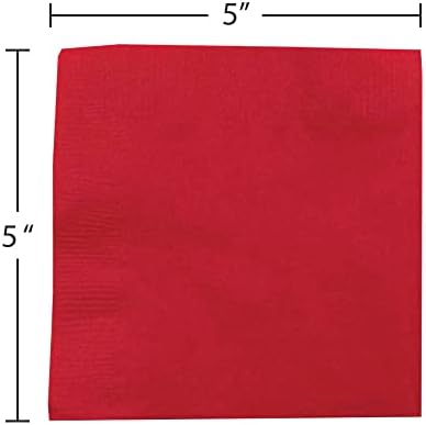 JAM PAPER Small Beverage Napkins - 5 x 5 - Red - 50/Pack
