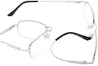 Eyekepper Half-Rim Protection Progressive Reading Glasses 3 Levels Multifocus Readers Men Women Bendable Memory Frame (Silver)