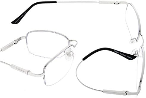 Eyekepper Half-Rim Protection Progressive Reading Glasses 3 Levels Multifocus Readers Men Women Bendable Memory Frame (Silver)