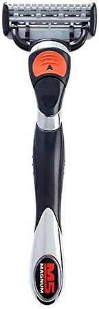 Personna M5 Magnum System Handle with Tray and 2 Refill Cartridges, Orange
