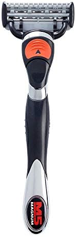 Personna M5 Magnum System Handle with Tray and 2 Refill Cartridges, Orange