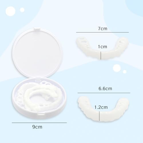 2 Pairs Teeth Covers with Top and Bottom Fake Dental for Broken or Missing Teeth Snap-On Confidence Smile Fake Dentures for Men Easy-to-Use Smile Enhancement Covers and Storage Box
