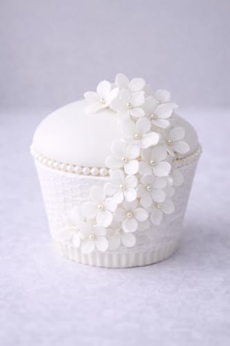 x100 Handcrafted Edible Wafer paper Blossom Flowers (Shiny white) 100 PK flower topper for cakes/wafer flower/winter wedding cake topper/cupcake topper /