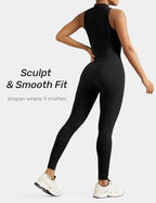 speerise Women Sleeveless Turtleneck One Piece Romper for Yoga Workout Jumpsuit with Tummy Control Bodysuit