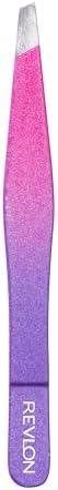 Revlon Diamond Collection Slanted Tip Tweezers, Ultra-Sharp for Precision Eyebrow Shaping and Facial Hair Removal, Made with Stainless Steel, Pink & Purple, 1 Count