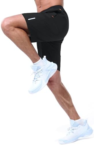 UIQUR Mens Athletic Shorts Running Shorts Quick Dry Workout Shorts 7"/ 9" Lightweight Gym Basketball Shorts Zipper Pockets