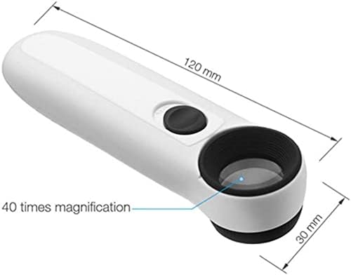 1 PCS 40X Handheld Magnifier Magnifying Glass Loupe Lens for Reading Jewelry Watch Repair Tool with 2 LED Light