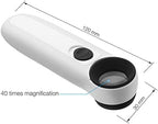 1 PCS 40X Handheld Magnifier Magnifying Glass Loupe Lens for Reading Jewelry Watch Repair Tool with 2 LED Light