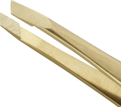 ZWILLING Tweezer Slanted (plucking eyebrows, removing splinters, hand finished, roughened tips, hypoallergenic), Premium, Gold, 3.5 inch