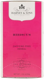 Harney & Sons Hibiscus Tea, Caffeine-Free Herbal Teabags, Box of 20