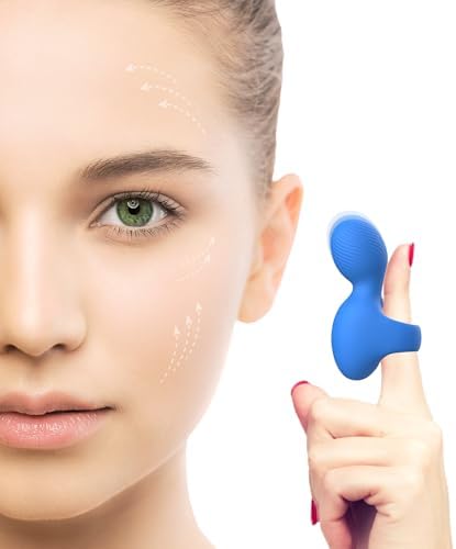 Multifunctional Silicone Waterproof Face & Eye Massage Tool, Portable Handheld Massager, Mini-Ring Powerful Eye, Jaw, Finger and Body Massager, Relieves Facial Muscle Fatigue and Pain - Blue